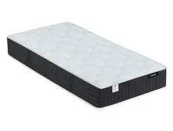 Lit électrique de relaxation déco tout plots + matelas ressorts ensachés et mémoire de forme - 2 x 70 x 190 cm - Tissu - Gris -