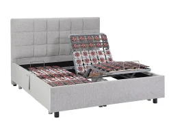 Lit électrique de relaxation déco tout plots + matelas ressorts ensachés et mémoire de forme - 2 x 70 x 190 cm - Tissu - Gris -