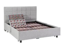 Lit électrique de relaxation déco tout plots + matelas ressorts ensachés et mémoire de forme - 2 x 70 x 190 cm - Tissu - Gris -