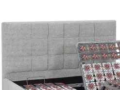 Lit électrique de relaxation déco tout plots + matelas ressorts ensachés et mémoire de forme - 2 x 70 x 190 cm - Tissu - Gris -