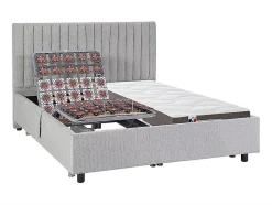 Lit électrique de relaxation déco tout plots + matelas 100% latex 3 zones - 2 x 70 x 190 cm - Tissu - Gris - TIARI de YSMÉE