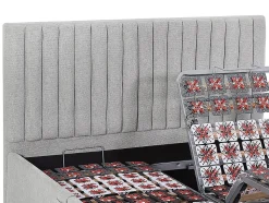 Lit électrique de relaxation déco tout plots + matelas 100% latex 3 zones - 2 x 70 x 190 cm - Tissu - Gris - TIARI de YSMÉE