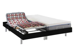 Lit électrique de relaxation tout plots + matelas mémoire de forme - 2 x 80 x 200 cm - Noir - HESIODE III de YSMÉE