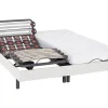 Lit électrique de relaxation lattes et plots + matelas accueil latex - 2 x 80 x 200 cm - Blanc - PANDORA II de YSMÉE