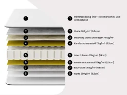 Lit électrique de relaxation lattes et plots + matelas 100% latex 3 zones - 2 x 80 x 200 cm - Blanc - MENELAS de YSMÉE
