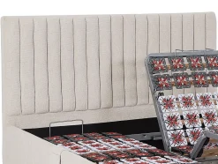 Lit électrique de relaxation déco tout plots + matelas 100% latex 3 zones - 2 x 80 x 200 cm - Tissu - Beige - TIARI de YSMÉE