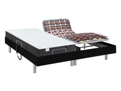 Lit électrique de relaxation tout plots + matelas ressorts ensachés et mémoire forme - 2 x 70 x 190 cm - Noir - PHANES de YSMÉE