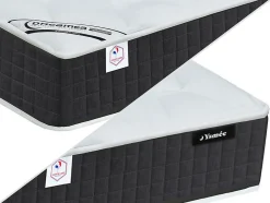 Lit électrique de relaxation tout plots + matelas ressorts ensachés et mémoire forme - 2 x 70 x 190 cm - Noir - PHANES de YSMÉE