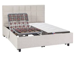 Lit électrique de relaxation déco tout plots + matelas 100% latex 3 zones - 2 x 70 x 190 cm - Tissu - Beige - JOFAR de YSMÉE
