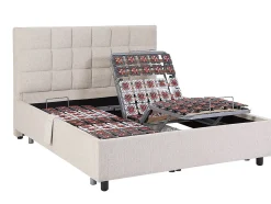 Lit électrique de relaxation déco tout plots + matelas 100% latex 3 zones - 2 x 70 x 190 cm - Tissu - Beige - JOFAR de YSMÉE