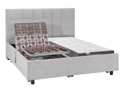 Lit électrique de relaxation déco tout plots + matelas 100% latex 3 zones - 2 x 70 x 190 cm - Tissu - Gris - JOFAR de YSMÉE