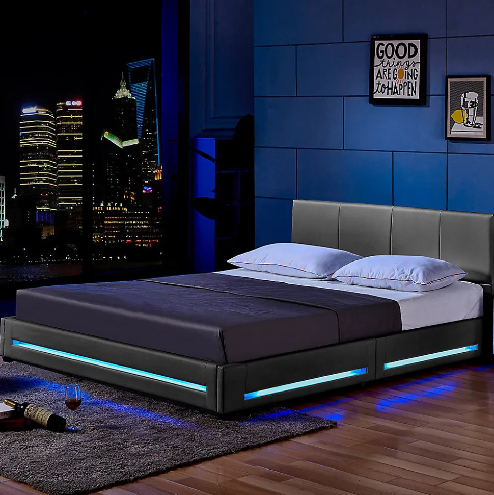 Lit LED ASTEROID gris foncé 160 x 200 cm