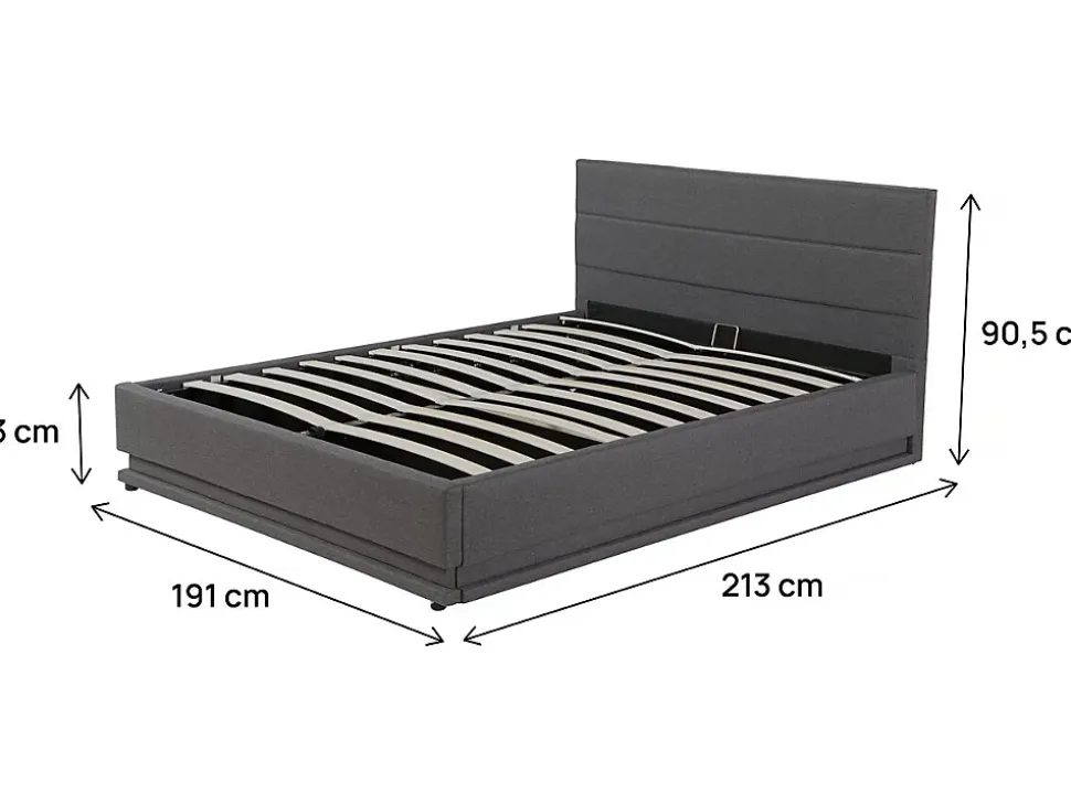Lit LED avec coffre "Anastasia" 180 x 200 Gris foncé