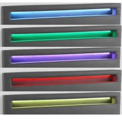 Lit LED double RIOJA 140x190 cm, avec sommier, revêtement tissu gris