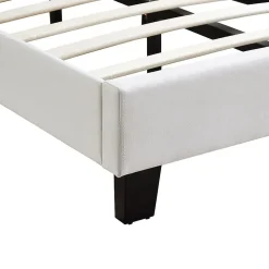 Lit LED simple AUSTIN 90x190 cm, avec sommier, revêtement en tissu blanc