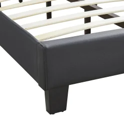 Lit LED simple EVAN 90x190 cm, avec sommier, revêtement en synthétique noir