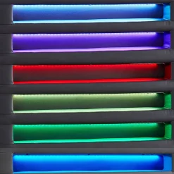 Lit LED simple LUCENO 90x190 cm, avec sommier, revêtement synthétique gris