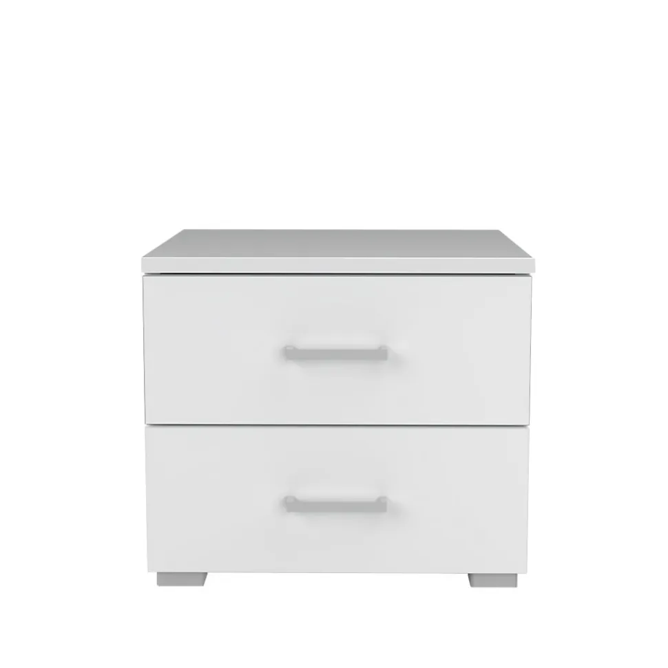 Lit LOFT 140x190 + 2 chevets + sommier + tête de lit / Blanc