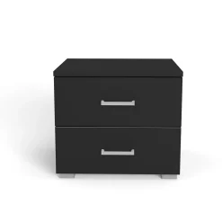 Lit LOFT 160x200 + 2 chevets + sommier + tête de lit / Noir