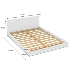 Lit LOFT 140x190 + 1 sommier + tête de lit / Blanc