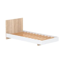 Lit LOFT 90x190 cm + sommier / Décor Blanc & chêne blanchi