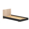 Lit LOFT 90x190 cm + sommier / Décor Noir & chêne blanchi