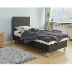 Lit Logan 100, Unique, Gris, Tissu, Disponible, 80x204x115cm