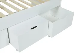 Lit LOUANE avec 2 tiroirs et 1 coffre de rangement - 90 x 190 cm - Blanc