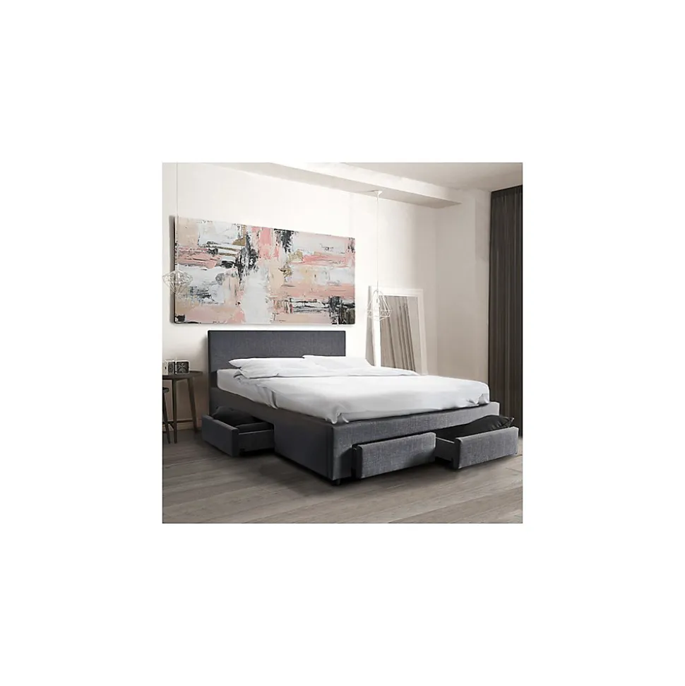 Lit LUGANO 160x200 + 1 sommier + 4 tiroirs / Gris foncé