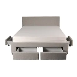 Lit LUGANO 140x190 + 1 sommier + 4 tiroirs / Gris clair