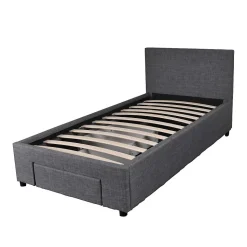 Lit LUGANO 90x190 + 1 sommier + 2 tiroirs / Gris foncé