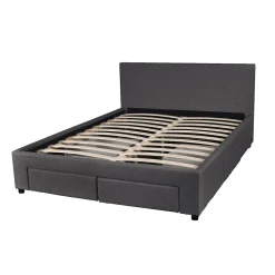 Lit LUGANO 140x190 + 1 sommier + 4 tiroirs / Gris foncé