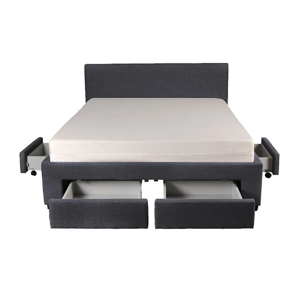 Lit LUGANO 140x190 + 1 sommier + 4 tiroirs / Gris foncé