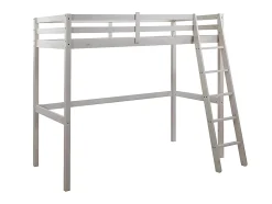 Lit mezzanine - 90 x 190 cm - Pin massif - Blanchi + matelas - GEDEON II