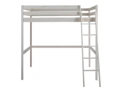 Lit mezzanine - 140 x 190 cm - Pin massif - Blanchi -GEDEON II