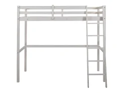 Lit mezzanine - 90 x 190 cm - Pin massif - Blanchi -GEDEON II
