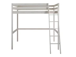 Lit mezzanine - 140 x 190 cm - Pin massif - Blanchi + matelas -GEDEON II