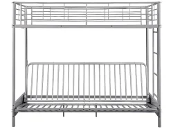 Lit mezzanine 90 x 190 cm - Avec banquette convertible - Métal - Argent + Futon noir - MODULO V