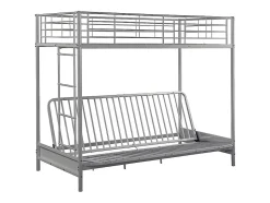 Lit mezzanine 90 x 190 cm - Avec banquette convertible - Métal - Argent - MODULO V