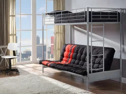 Lit mezzanine 90 x 190 cm - Avec banquette convertible - Métal - Argent - MODULO V