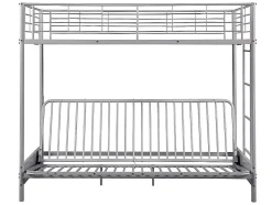 Lit mezzanine 90 x 190 cm - Avec banquette convertible - Métal - Argent + Futon + Matelas - MODULO V