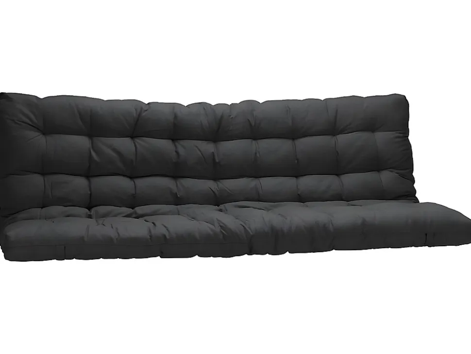 Lit mezzanine 90 x 190 cm - Avec banquette convertible - Métal - Argent + Futon + Matelas - MODULO V