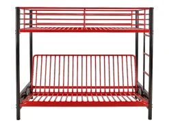 Lit mezzanine 90 x 190 cm - Avec banquette convertible - Métal - Noir et rouge - MODULO V