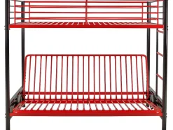 Lit mezzanine 90 x 190 cm - Avec banquette convertible - Métal - Noir et rouge - MODULO V