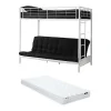 Lit mezzanine 90 x 190 cm - Avec banquette convertible - Métal - Blanc + Futon + Matelas - MODULO V