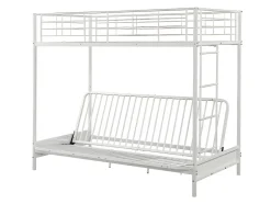 Lit mezzanine 90 x 190 cm - Avec banquette convertible - Métal - Blanc + Futon + Matelas - MODULO V