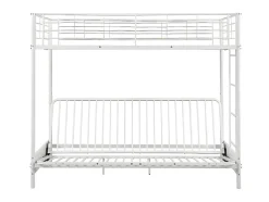 Lit mezzanine 90 x 190 cm - Avec banquette convertible - Métal - Blanc + Futon + Matelas - MODULO V