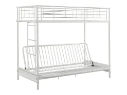 Lit mezzanine 90 x 190 cm - Avec banquette convertible - Métal - Blanc - MODULO V