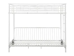 Lit mezzanine 90 x 190 cm - Avec banquette convertible - Métal - Blanc - MODULO V