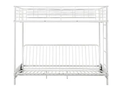 Lit mezzanine 90 x 190 cm - Avec banquette convertible - Métal - Blanc + Futon noir - MODULO V